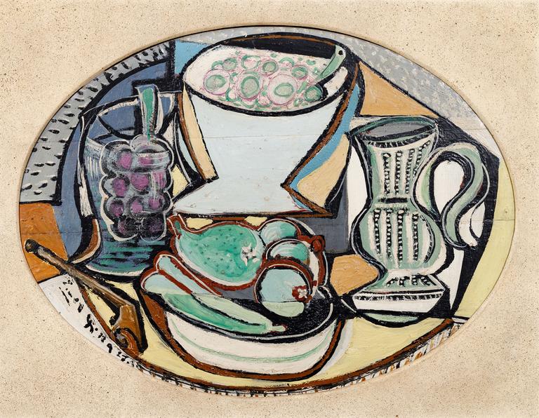 Still Life with Grapes, a Pipe, and a Basket of Pears