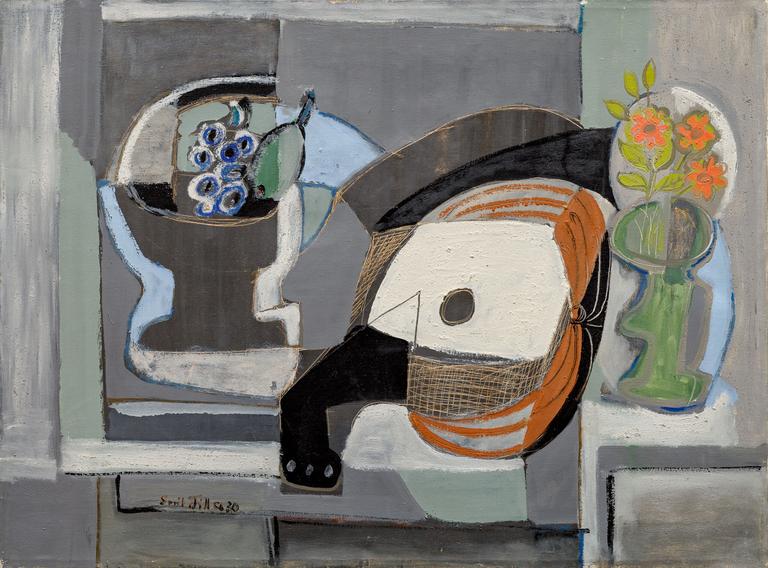 Still Life with a White Mandolin and a Bowl of Fruit